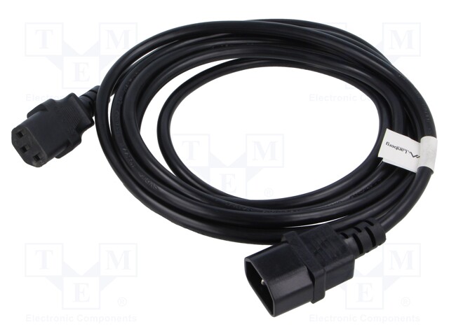 Cable; IEC C13 female,IEC C14 male; PVC; Len: 1.8m; black