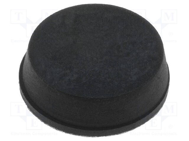 Self-adhesive foot; black; rubber; A: 12.7mm; B: 11.5mm; E: 4mm