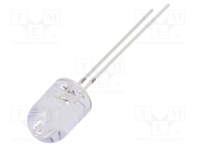 LED; 8mm; red; 8400÷10000mcd; 30°; Front: convex; Pitch: 2.54mm