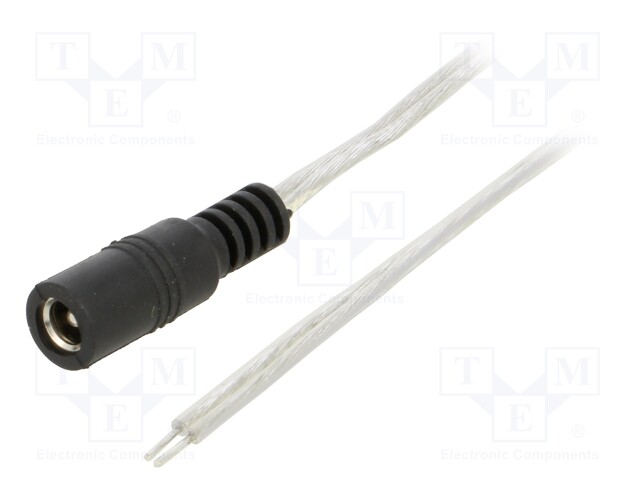 Cable; wires,DC 5,5/2,5 socket; straight; 0.5mm2; transparent; 3m