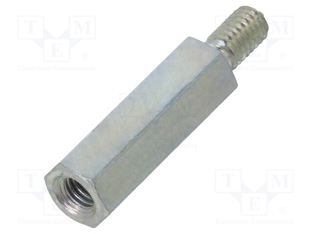 Screwed spacer sleeve; Int.thread: M3; 15mm; Ext.thread: M3; steel