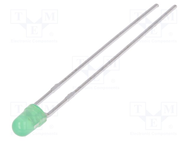 LED; 3mm; green; 1÷3mcd; 50°; Front: convex; No.of term: 2