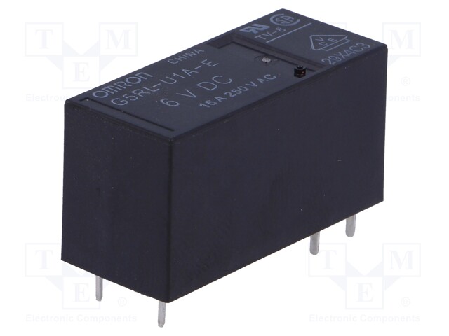 Relay: electromagnetic; SPST; Ucoil: 6VDC; 16A/250VAC; 16A/24VDC