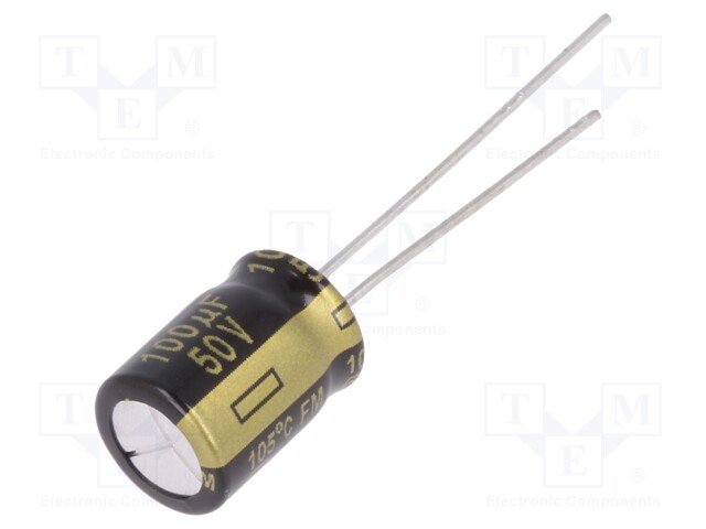 Capacitor: electrolytic; low impedance; THT; 100uF; 50VDC; ±20%