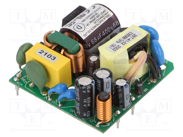 Converter: AC/DC; 40W; Uout: 12VDC; Iout: 3.34A; 90%; Mounting: PCB