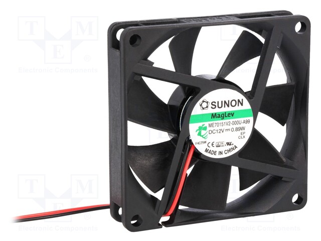 Fan: DC; axial; 12VDC; 70x70x15mm; 38.87m3/h; 26.5dBA; Vapo; 26AWG