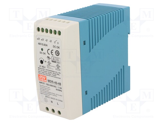 Power supply: switched-mode; 40W; 48VDC; 48÷56VDC; 0.83A; 300g