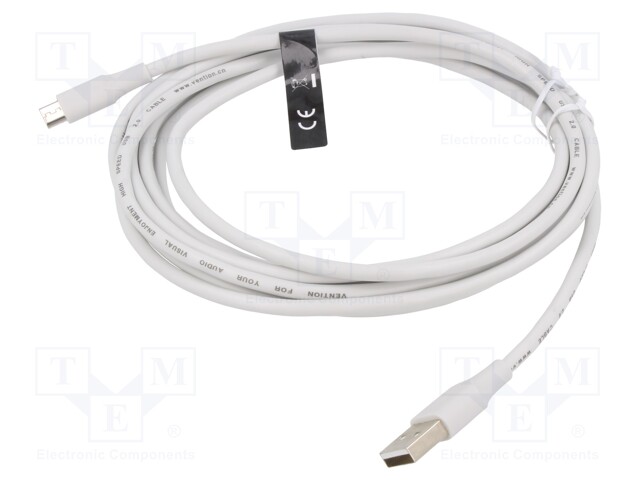 Cable; USB 2.0; USB A plug,USB B micro plug; nickel plated; 3m