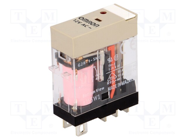 Relay: electromagnetic; SPDT; Ucoil: 12VAC; 10A/250VAC; 10A/30VDC
