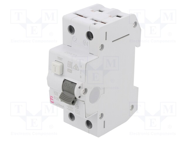 RCBO breaker; Inom: 20A; Ires: 30mA; Poles: 2; 230/400VAC; DIN; IP20