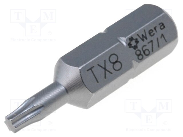 Screwdriver bit; Torx®; TX08; Overall len: 25mm