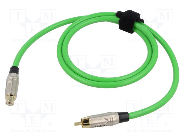 Cable; RCA socket,RCA plug; 1m; Plating: gold-plated; green