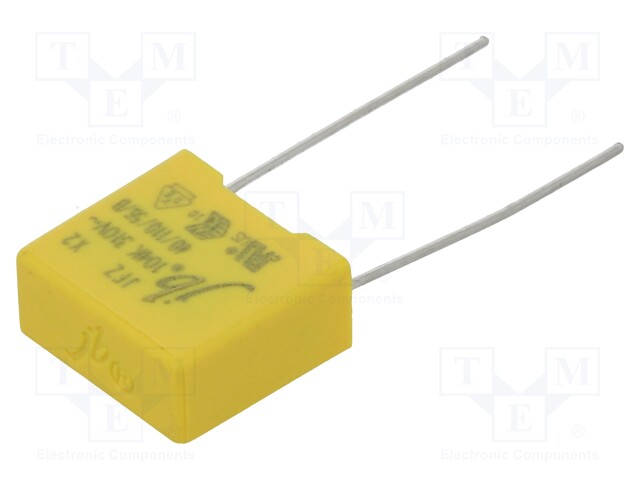 Capacitor: polypropylene; X2; 100nF; 10mm; ±10%; 13x12x6mm; 310VAC