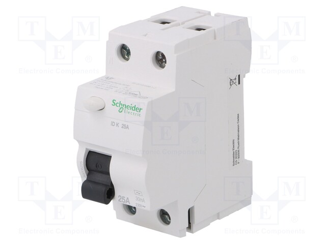 RCD breaker; Inom: 25A; Ires: 30mA; Poles: 2; 400V; Mounting: DIN