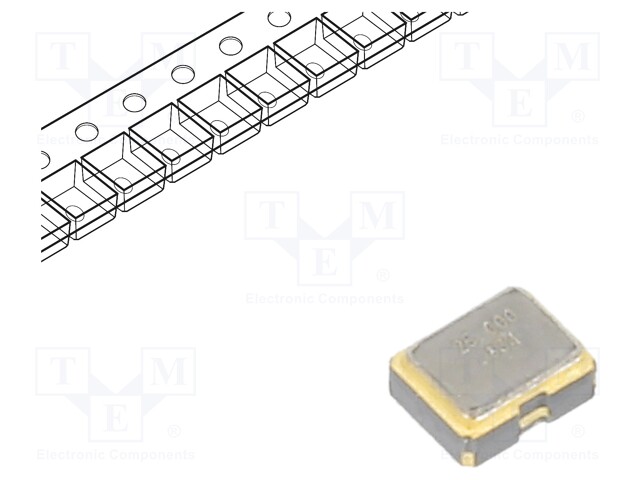 Resonator: quartz; 25MHz; 15pF; SMD; Body dim: 2x1.6x0.8mm; 10ms