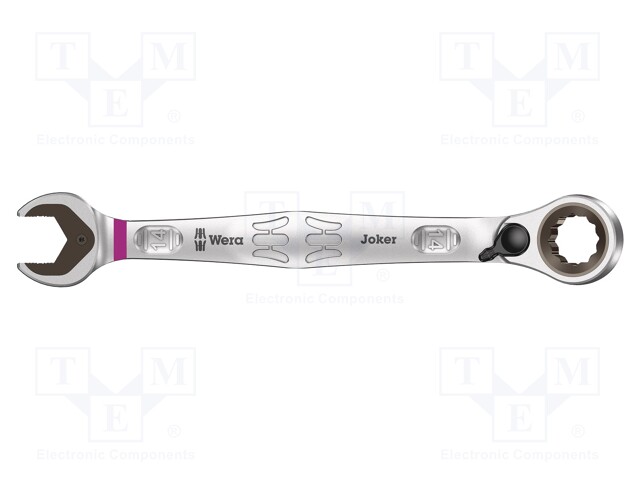 Key; combination spanner,with ratchet; 14mm; Overall len: 187mm