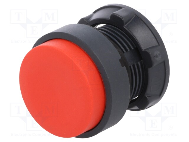 Switch: push-button; Stabl.pos: 1; 22mm; red; Illumin: none; IP66