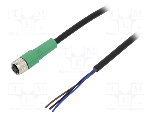 Connection lead; M8; PIN: 3; straight; 10m; plug; 250VAC; 4A; 250VDC