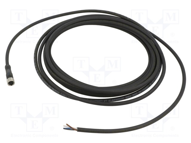 Connection lead; M8; PIN: 4; straight; 5m; plug; 60VAC; 4A; -5÷80°C