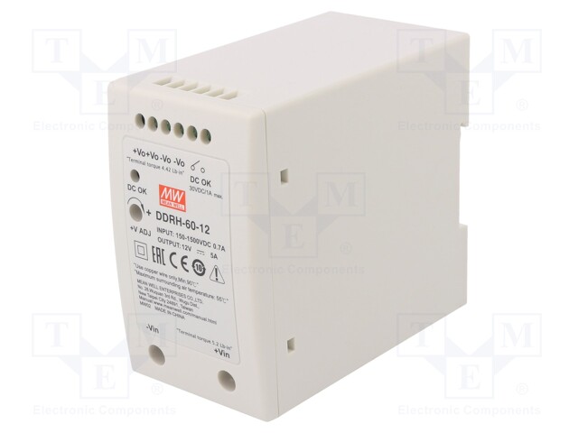 Converter: DC/DC; 60W; Uin: 150÷1500V; 12VDC; Iout: 5A; 800g; OUT: 1