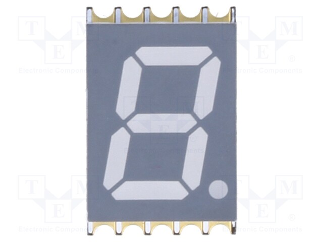 Display: LED; 7-segment; 10mm; 0.39"; No.char: 1; yellow; 30mcd; SMD