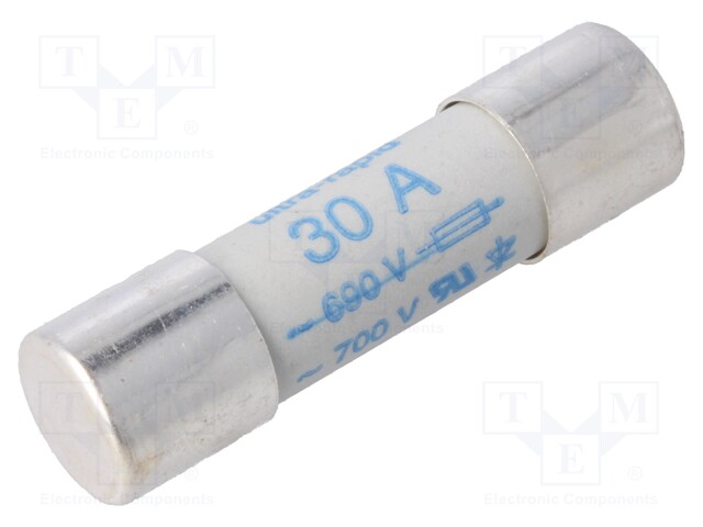 Fuse: fuse; gR; 30A; 660VAC; ceramic,cylindrical,industrial; URZ