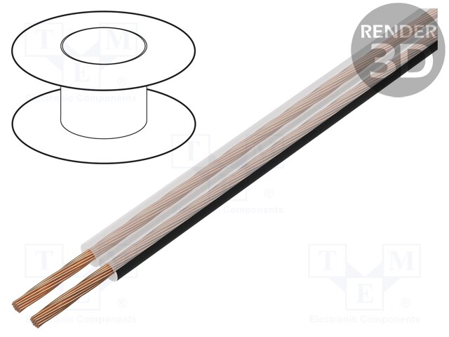 Wire: loudspeaker cable; TLYp; 2x1mm2; unshielded; PVC; 150VAC