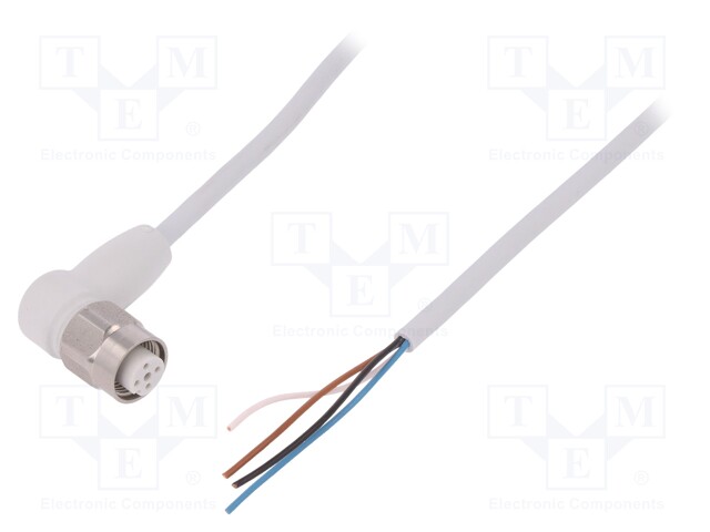 Connection lead; M12; PIN: 4; angled; 5m; plug; 250VAC; 4A; -25÷105°C