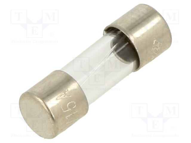 Fuse: fuse; 15A; 250VAC; glass; 4.5x15mm