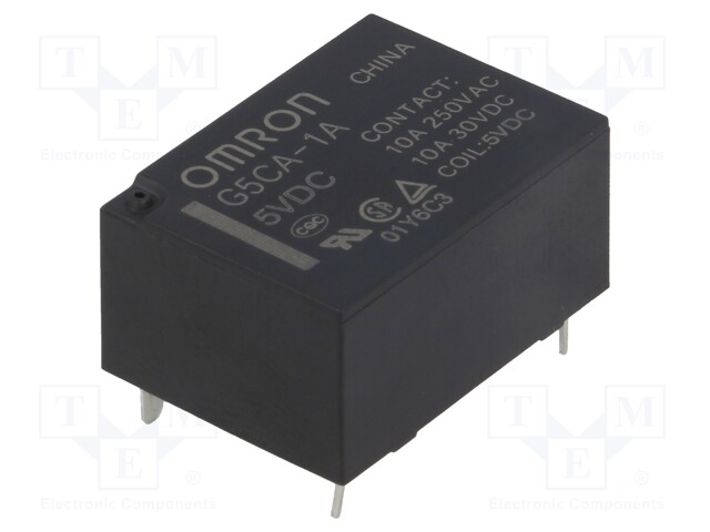 Relay: electromagnetic; SPST-NO; Ucoil: 5VDC; 10A/250VAC; 200mW