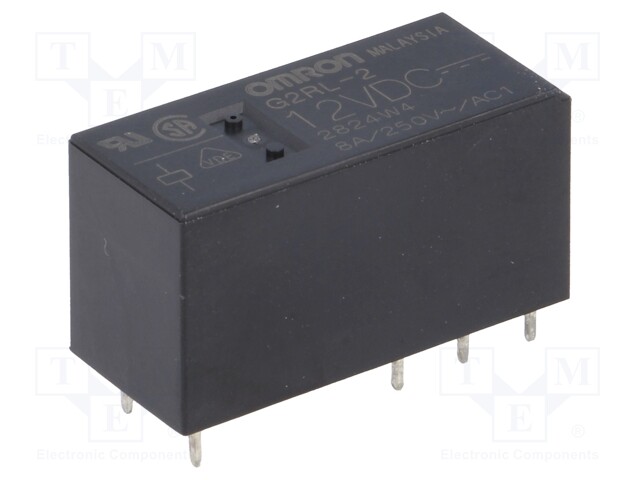 Relay: electromagnetic; DPDT; Ucoil: 12VDC; 8A/250VAC; 8A/24VDC