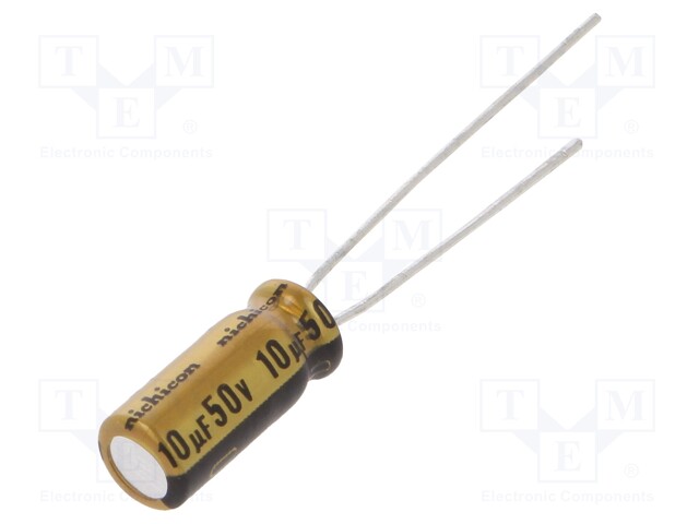 Capacitor: electrolytic; THT; 10uF; 50VDC; Ø5x11mm; Pitch: 2.5mm