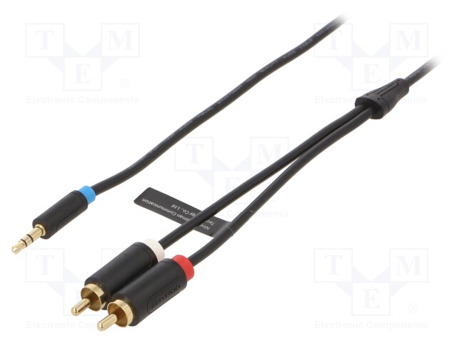 Cable; Jack 3.5mm plug,RCA plug x2; 1.5m; Plating: gold-plated