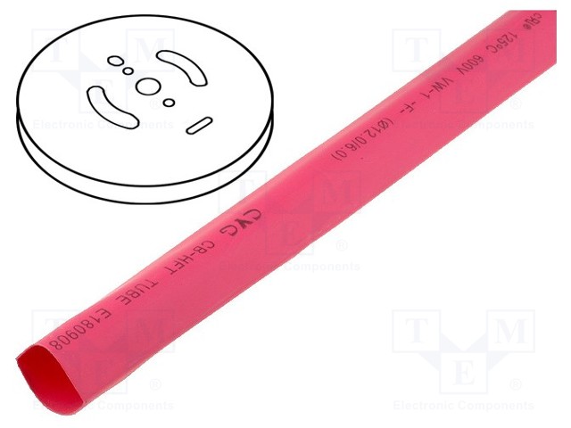 Heat shrink sleeve; glueless; 2: 1; 1.6mm; red; polyolefine