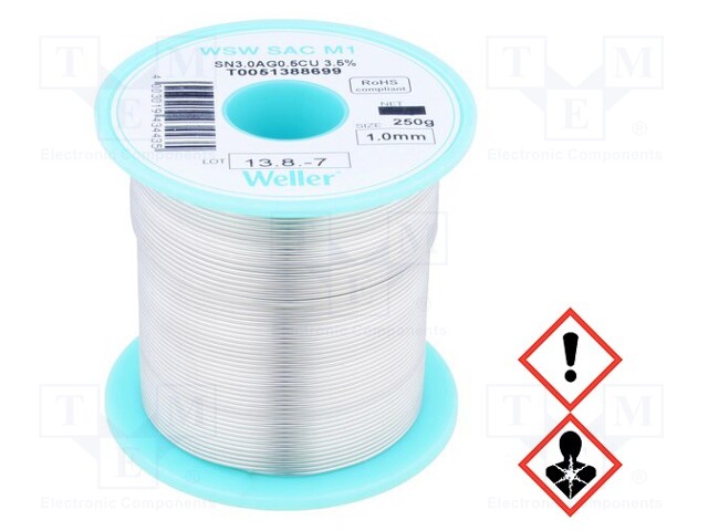 Soldering wire; Sn96,5Ag3,0Cu0,5; 1mm; 250g; lead free; 217÷221°C