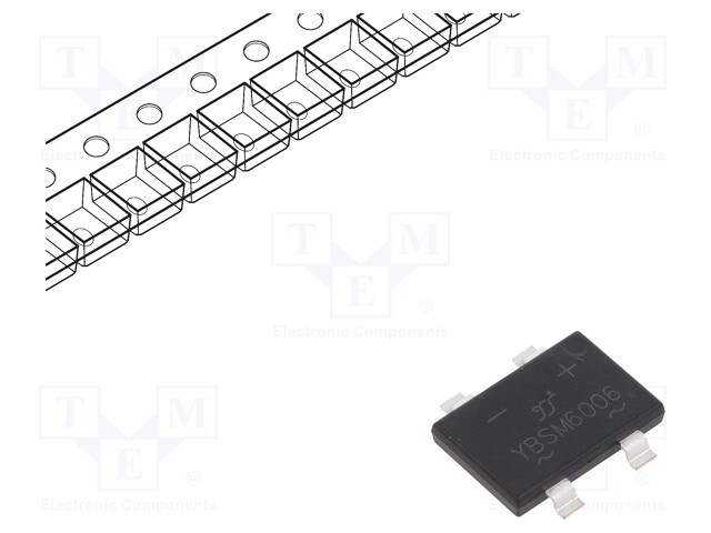 Single-phase bridge rectifier; Urmax: 600V; If: 6A; Ifsm: 150A