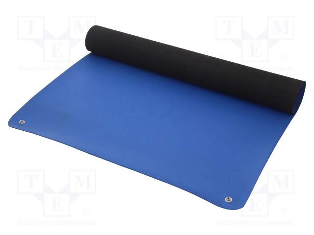 Bench mat; ESD; Dim: 600x1200mm; D: 2mm; blue (dark)