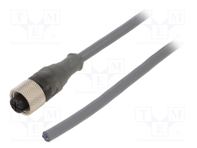 Connection lead; M12; PIN: 3; straight; 3m; plug; 250VAC; 2.7A; IP67