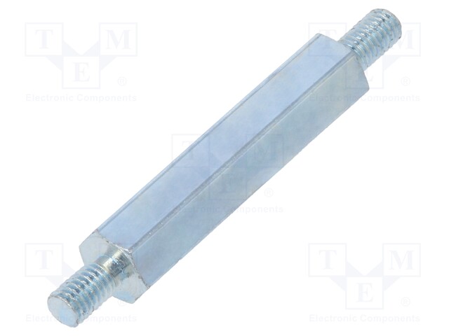 Screwed spacer sleeve; 25mm; Ext.thread: M3; hexagonal; steel