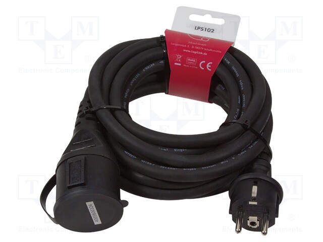 Extension lead; Sockets: 1; black; 5m; 16A