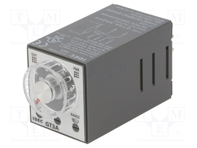 Timer; 0,1s÷180h; DPDT; 250VAC/5A,30VDC/5A; 24VAC; 24VDC; socket