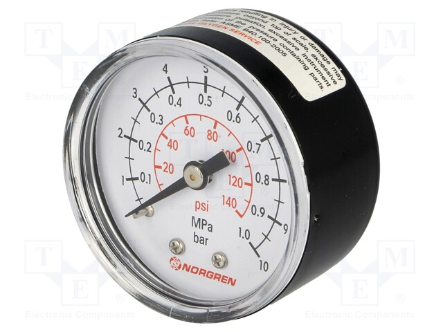 Manometer; BSP 1/8"; outside; Working pressure: 0÷10bar; Ø: 50mm