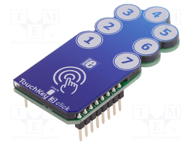 Click board; 7-button capacitive keypad; GPIO,SPI; AT42QT1110