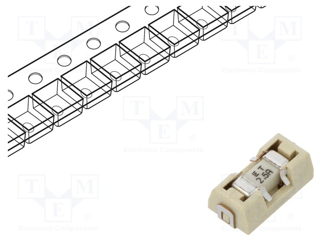 Fuse: fuse; time-lag; 2.5A; 125VAC; 125V; 125VDC; SMD; silver plated