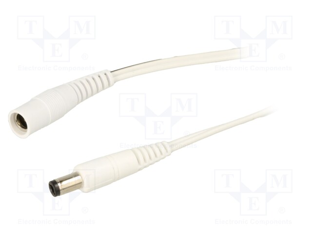 Cable; DC 5,5/2,5 plug,DC 5,5/2,5 socket; straight; 0.5mm2; 2m