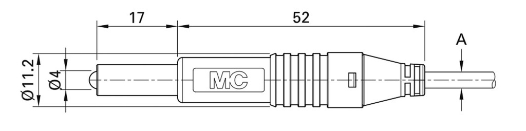 Plug; 4mm banana; 32A; 30VAC; 60VDC; green; insulated; 2.5mm2; 69mm