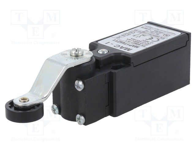 Limit switch; lever R 43,5mm, plastic roller Ø18mm; NO + NC