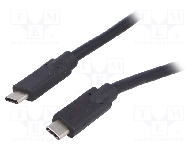 Cable; USB 3.0; both sides,USB C plug; nickel plated; 1m; black