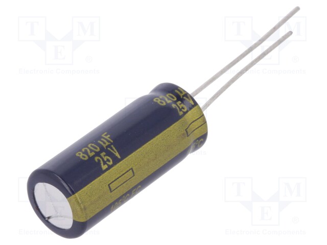 Capacitor: electrolytic; low impedance; THT; 820uF; 25VDC; ±20%