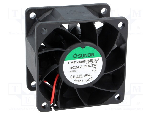 Fan: DC; axial; 24VDC; 60x60x38mm; 70.5m3/h; 47dBA; ball bearing